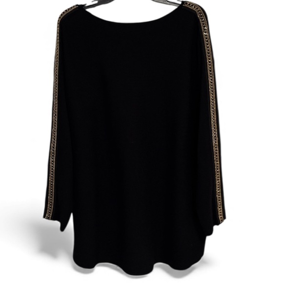 LIV MILANO 🆕 Viscose Blend Gold Chain Embellished Long Sleeve Sweater NWOT Sz 2x - Picture 5 of 7